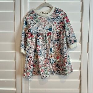 Mabel & Honey Floral Print Sweatshirt Dress Cream Multi Size 3t